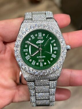 GLD Men's Alpha Era Green Dial Crystal Watch